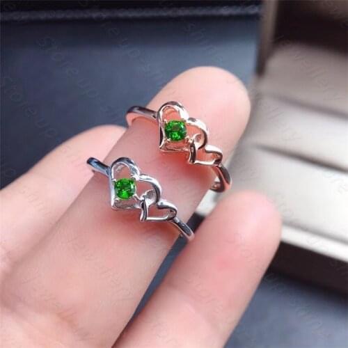 Natural Diopside Ring 925 Silver Womens Ring Fresh and Cute Style Sweet Style