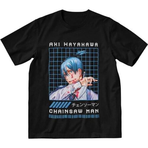 Denji Chainsaw Man T Shirt Men 100% Cotton Printed T-shirts Graphic Tshirt Short Sleeve Aki Hayakawa Tees Tops