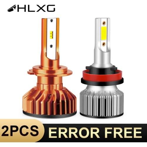 HLXG h7 led lamp h8 H9 h11 fog bulbs with zes h4 bulb 9005 9006 hb3 hb4 15000LM 6000k auto led headlight nebbia Mini car lights