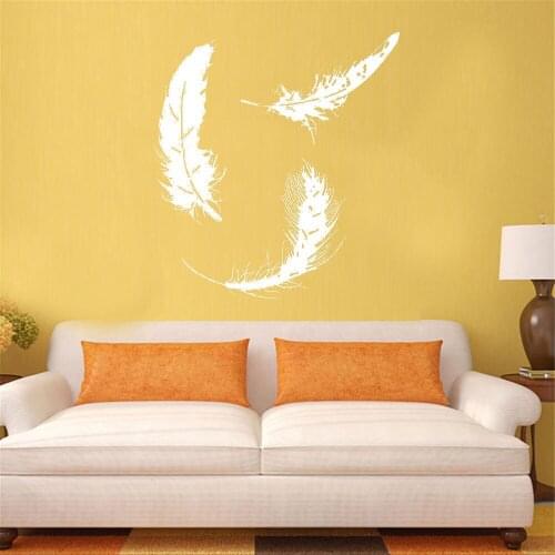 Creative Feather Wall Sticker Home Decoration For Bedroom Living Room Wall Decal Vinyl Art Mural Revocable DW8384