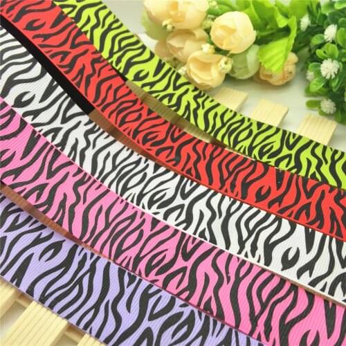 NEW DIY 5 Yards 1'' 25mm Zebra Stripes Printed Grosgrain Ribbon Hair Bow Part Craft
