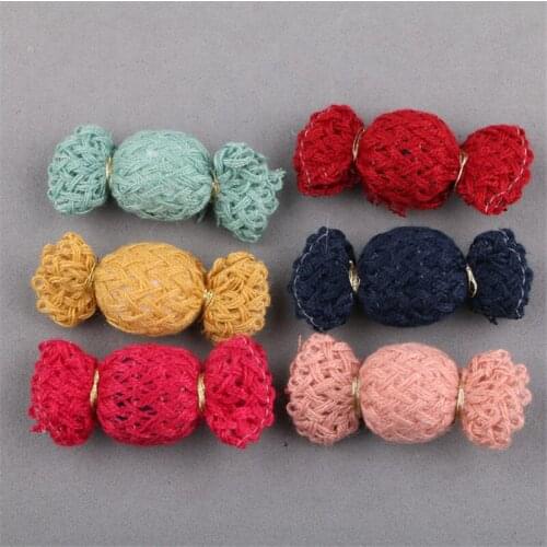 Kawaii Woven Crochet 3D Candy Shape Buttons 50PCs 20PCs Handmade DIY Girl Hair Jewelry Bow Center Clips Decoration Sticker Patch