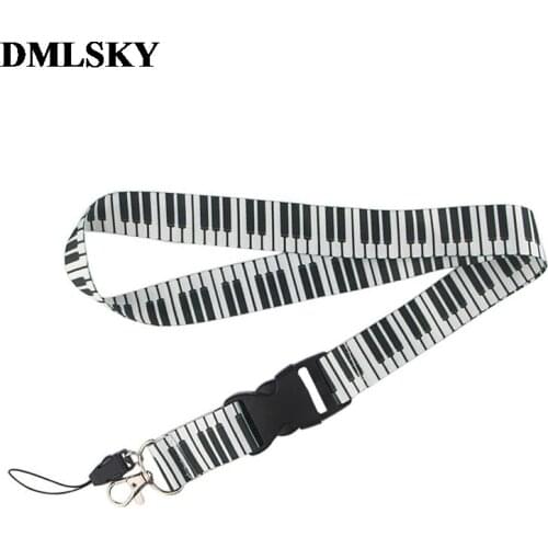 DMLSKY Piano Music Lanyard Keychain Lanyards for keys Badge ID Mobile Phone Rope Neck Straps Accessories Gifts M3828