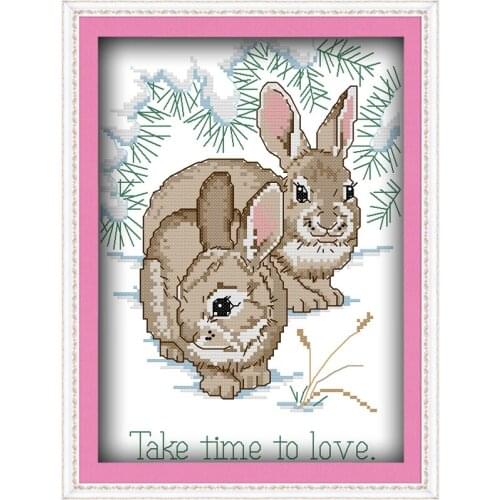 Love with heart cross stitch kit cartoon 11ct count canvas stitches embroidery DIY handmade needlework plus