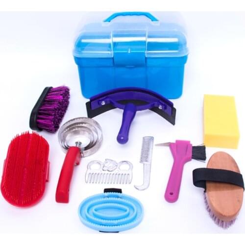 10 pcs Horse Grooming Tool Set Cleaning Kit Mane Tail Comb Massage Curry Brush Sweat Scraper Hoof Pick Curry Comb Scrubber