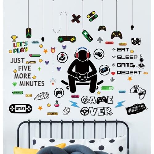 Diy Game Wall Sticker Game Controller Sticker for Boys Room Game Room Cybercafe Background Wall Decor Removable Wallpaper Mural