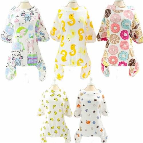 2019 New Cute Print Small Dog Pajamas Pet Dog Clothes Puppy Jumpsuit For Dog Chihuahua Pomeranian Dog onesie Clothing S-2XL