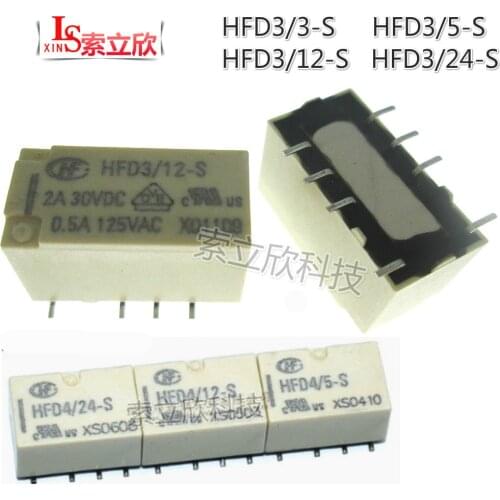 10pcs NEW signal relay HFD4/5-S HFD4/12-S HFD4/24-S HFD4/12 HFD4 12 S HFD412S HFD4 3 S HFD4-12V-S 12VDC DC12V 12V 2A 125VAC SOP8