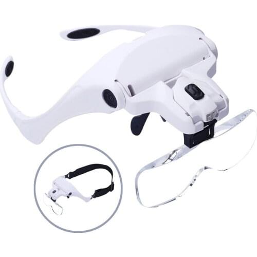 Wholesale 9892B2C USB charging Magnifier Replaceable 1X 1.5X 2X 2.5X 3.5X LED Magnifying Glass Headband Reading Glasses Loupe