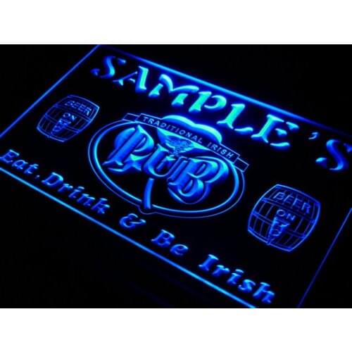 Pa-tm Name Personalized Custom Irish Pub Shamrock Bar Beer Neon Light Signs with On/Off Switch 7 Colors 4 Sizes