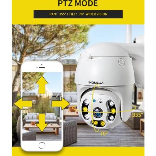 INQMEGA 1080P Full Color PTZ Auto Tracking Dome Camera Outdoor Cloud Storage Wireless Camera IP66 Waterproof Night Vision