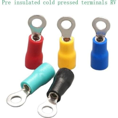 Pre insulated cold pressed terminal rv1.25/2/3.5/5.5-3/4/5/6/8/10 round terminal