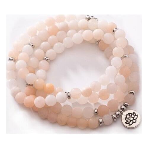 Pink Aventurine 108 beads 8mm elastic adjustable Lotus life tree Buddha OM eye Chakra Reiki agate Onyx Bracelet necklace yfh4