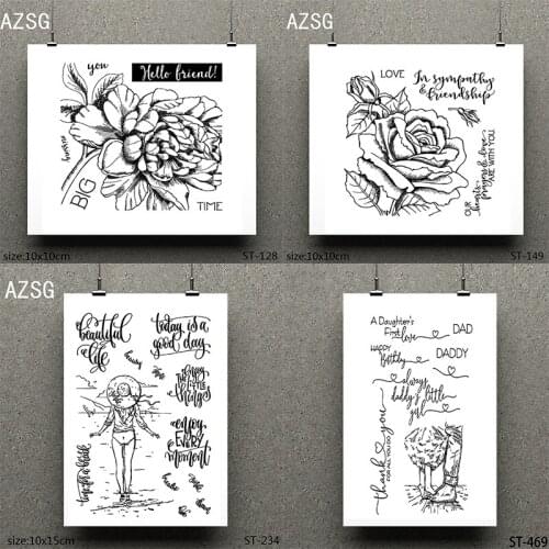 AZSG Beautiful Life / Rose Flowers Silicone Clear Stamps/Seals For Scrapbooking DIY Clip Art / Album Decoration Stamps Crafts