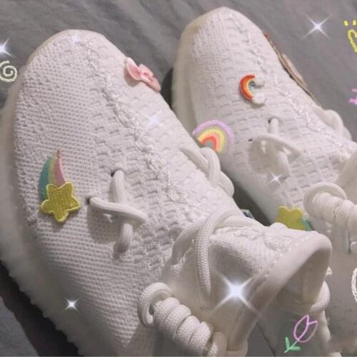 Cute Girls Shoe Charms Designer Bow Astronaut Embroidered Cloth Stickers Shoes Accessories Hot Sale Vitality Shoes Decoration