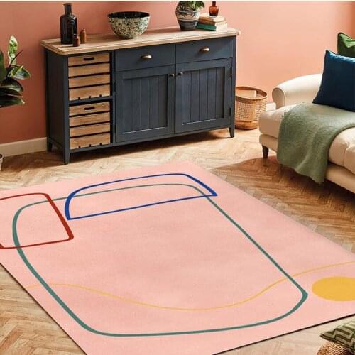 Nordic Pink Yellow Blue Graffiti Modern Rug Simple Abstract Line Room Carpet Floor Mat Bedroom Bedside Mat Hallway Rug tapis