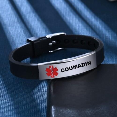 Stylish Red Medical- Alert ID Bracelet Emergency First Aid Adjustable Type 1 Diabetes Silicone Bangle Wristband Unisex