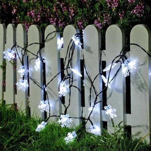 Solar LED String Lights 4.8M 20 Lights Christmas Snowflake Decoration Lights Home Livingroom Garden Decoration