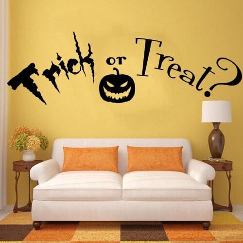 YOYOYU Trick or Treat Quote, Halloween. Vinyl Wall Art Sticker Decal Mural. Home Wall Decor Living Room Hallway wall stickers