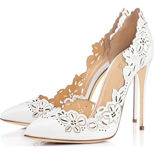 2021 Summer Pumps High Heels Sandals Shallow Mouth Hollowed Out White Office Ol Single Shoes Woman Thin Heels Femmes Chaussures