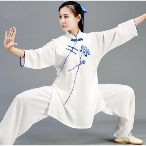Morning Sportswear Chinese Warrior Costume Wushu Uniform Female Kung Fu Outfit Print Traditional Tang Suit Tai Chi Uniform T2308