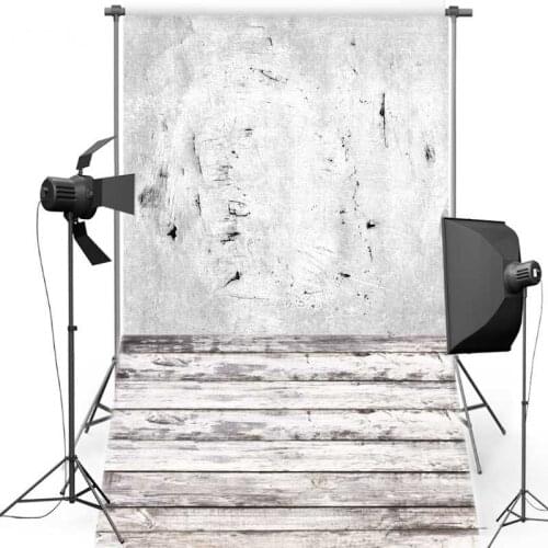 Vintage Concrete Grey Wall Vinyl Photography Backdrops Retro Wood Floor New Fabric Flannel backgrounds for photo studio F764