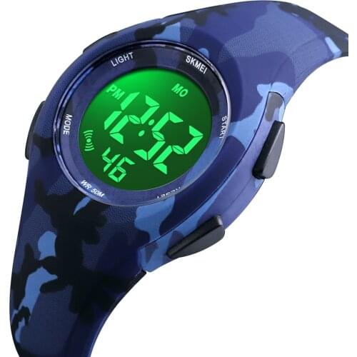 ABS Rubber Waterproof Kids Smart Watch Digital Alarm EL Backlight Wrist Watch For Boys Girls Multi Colors