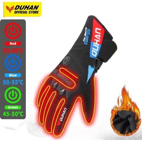 DUHAN Heated Motorcyle Gloves Waterproof Men Women Motorcycle Gloves Heating Cold-proof Guantes Moto Protection Accessories