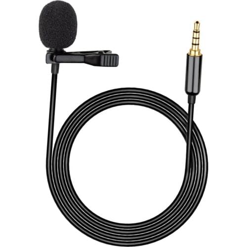 Clip-on Collar Lapel Mic 3.5mm Jack Speech Recording Lavalier Microphone Come with PU Leather Storage Bag