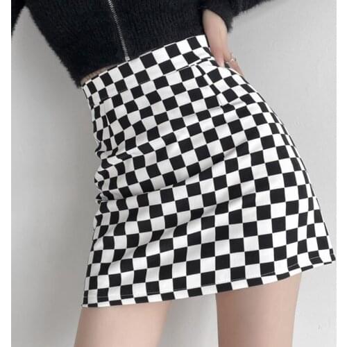 Women Harajuku Plaid Skirt Vintage Gothic Sexy Summer High Waist Mini Skirts Punk Female Office Casual Streetwear