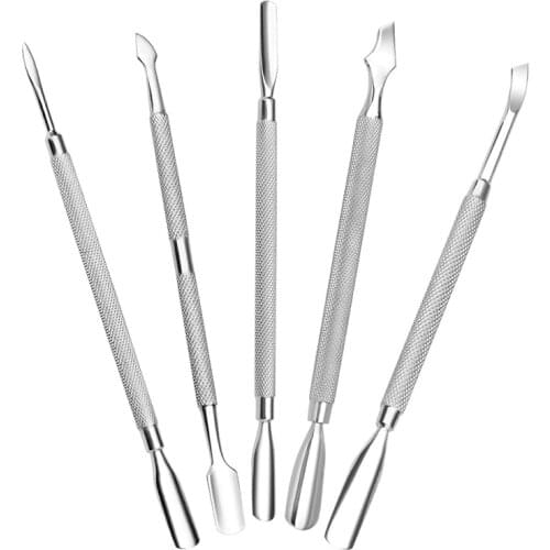 1PC Rod Cuticle Pusher Nail UV Gel Polish Remover Stainless Steel Dual-Ended Stick Triangle Pedicure Manicure Nail Tools