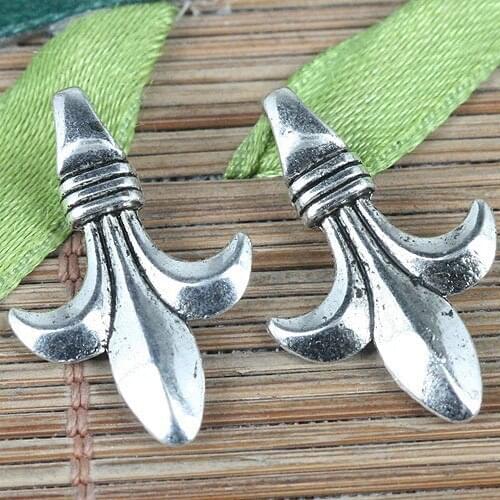 10pcs tibetan silver color 2sided flower design charms EF0288