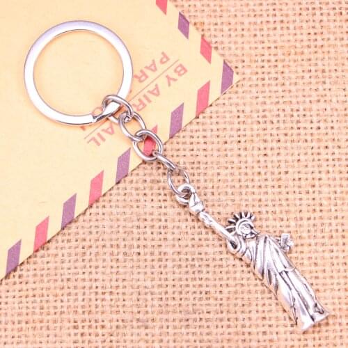 20pcs New Fashion Keychain 49x14mm statue of liberty new york Pendants DIY Men Jewelry Car Key Chain Souvenir For Gift