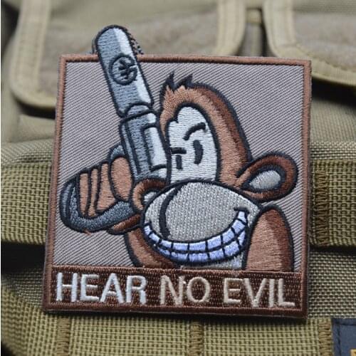 Hear no evil 3D Military Army Tactical Embroidery Patches For Clothes Clothing Emblem Appliques Badges