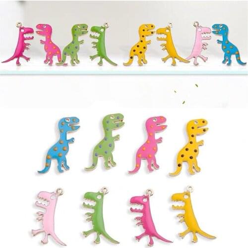 40pcs/lot color handmade alloy decoration Vintage dinosaur shape alloy drop oil charms diy jewelry pendants accessory