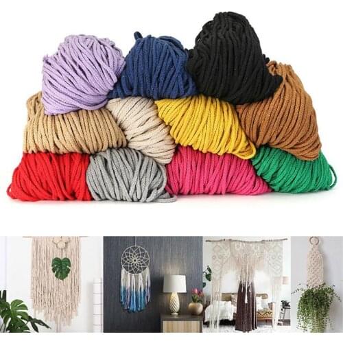 5Meter/Lot 5mm Colorful Cotton Cord Twisted Rope High Tenacity Macrame DIY Handmade Textile Craft Woven String Belt Home Decor