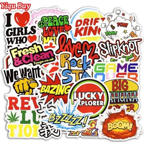 50 Pcs Text Letter Stickers for Skateboard Laptop Car Styling Bicycle Luggage Motorcycle Vinyl Decals PVC DIY Waterproof Sticker