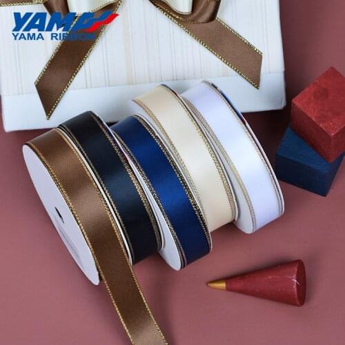 YAMA Gold Edge Satin Ribbon 1.5" inch 38mm 100yards/lot for Diy Dress Accessory Wedding Decoration Gifts