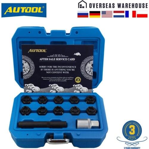 AUTOOL 12PCS Automotive Anti-Theft Wheel Lock Lug Nuts Removal Set installation and Removal Socket Tool Set for Mercedes Benz