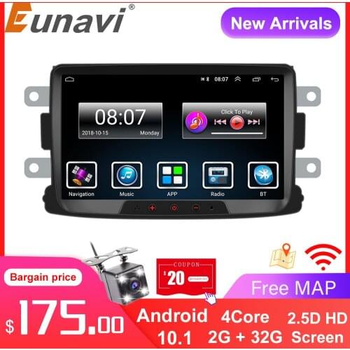 Eunavi 2din Car Radio 8'' Android 10 Car Multimedia Player GPS Wifi Mirrorlink For Renault Sandero Duste Logan Dokker Autoradio
