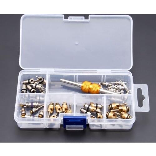 Yetaha Car Air Conditioning Valve Cores Assortment Kit R12 R134a Remover Installer Tool Maintenance Double Head Tool
