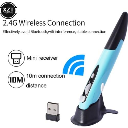 2.4G Wireless USB Optical Presenter Pen Mouse Adjustable 1600DPI 4 Key Ergonomic Mini Mice for Tablet Laptop PC Smart TV Box