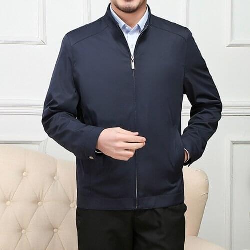 Brand Autumn New Solid Color Business Fashion Jacket High Quality Slim Thin Coat Collar Zipper Size M-4XL