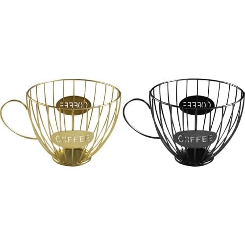 Metal Coffee Mug Pod Holder Organizer Basket Fruit Tray Coffee Cup Shape Capsule Storage Rack Keeper Home Cafe Hotel Accessory