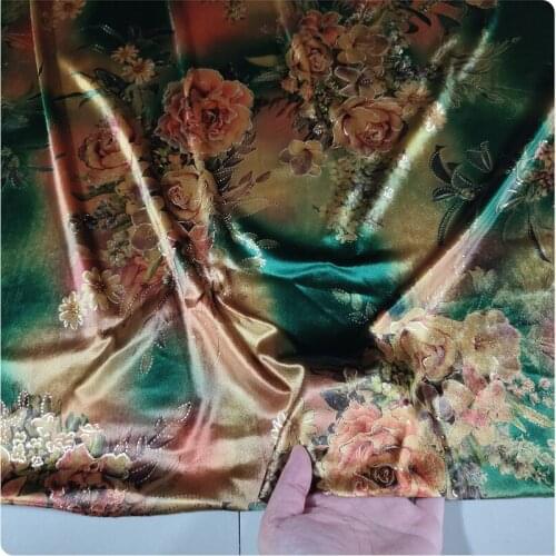 Elastic Bronzing Digital Printing Gold Velvet Fabric Cheongsam Dress Upper Garment Fabric