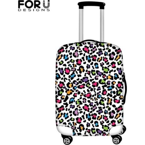 FORUDESIGNS Elastic Fabric Luggage Protective Cover Mix Color Leopard Pattern Printed Trolley Suitcase Case Dust Cover