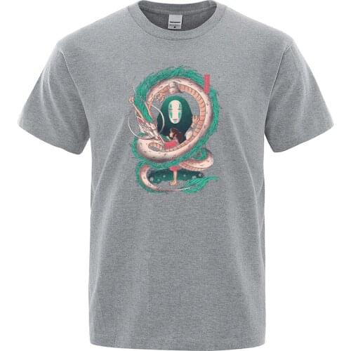 Japanese Spirited Away Anime Printing Mans T-Shirt Fashion Breathable T-Shirt Oversized Loose Clothing S-XXXL Soft Tshirts Man