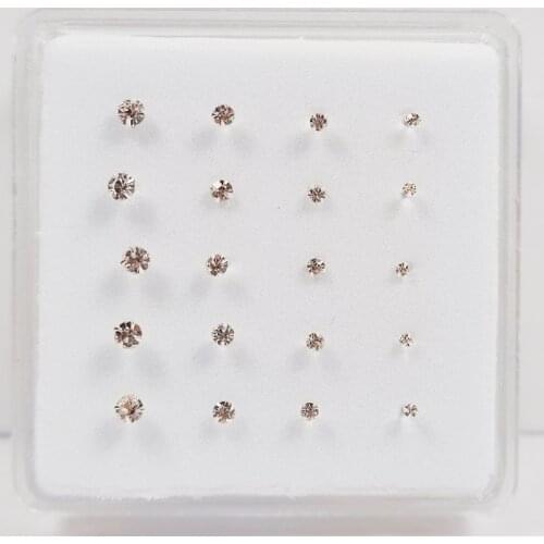 925 Sterling Silver 1.5mm 2mm 2.5mm 3mm mixed size nose stud Clear Crystal Nose Pin Bone Tiny Nariz Piercing Jewelry 20pcs/pack
