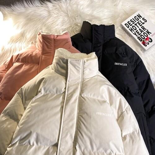 Hybskr Letter Graphic Oversized Women Parka Fashion Streetwear Female Fleece Thicken Winter Jacket 2021 New Womens Clothing