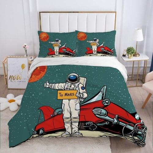 Cartoon Childrens Bedding set for kids baby Duvet cover set pillow case Bed linens Quilt cover Bed set Single Space green